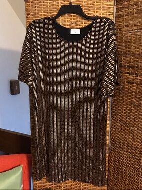 Everly Black and Gold Metallic Mini Dress